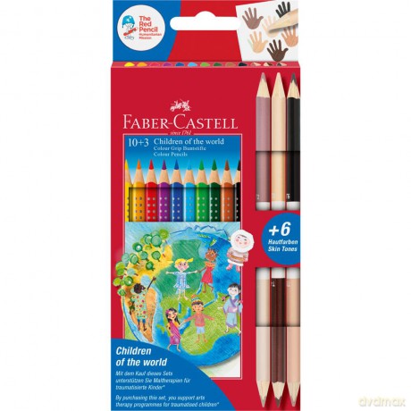 Kredki ołówkowe Faber-Castell Grip 2001 Edycja Children Of Theworld 10 kolorów + 3 kredki dwustronne