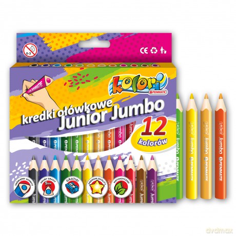 Kredki ołówkowe Junior jumbo Penmate kolori 12 kolorów z temperówką