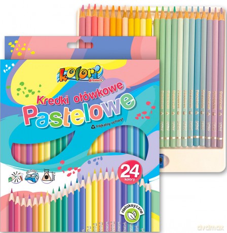 Kredki ołówkowe trójkątne pastelowe Penmate Kolori Premium 24 kolorów + temperówka TT8309