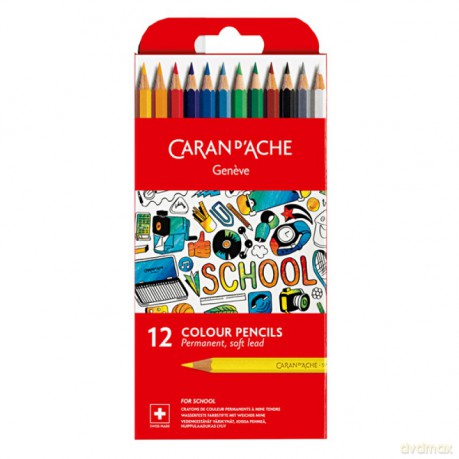 Kredki permanentne CARAN D'ACHE 12 kolorów School Line