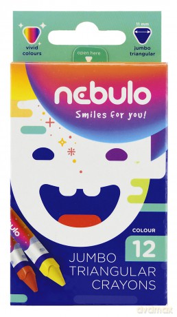 Kredki świecowe trójkątne jumbo Nebulo 12 kolorów