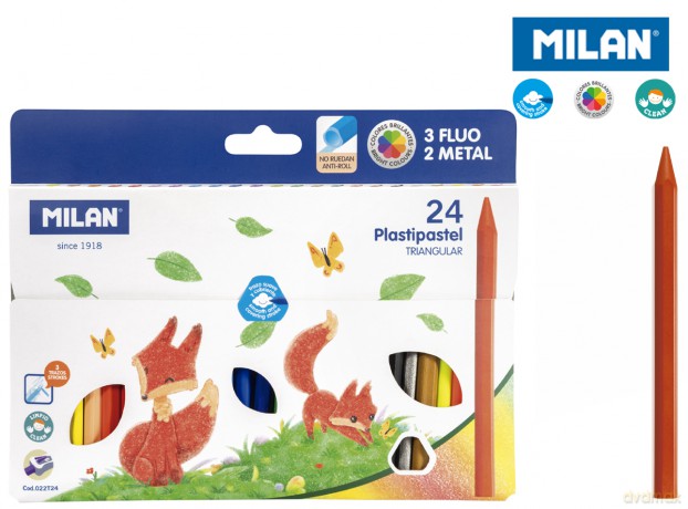 Kredki świecowe trójkątne Pastipastel Milan 24 kolory