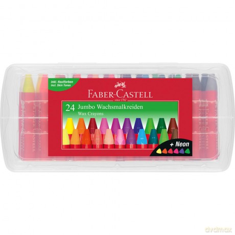 Kredki woskowe trójkątne Faber-Castell 24 kolory w tym 6 kolorów neonowych