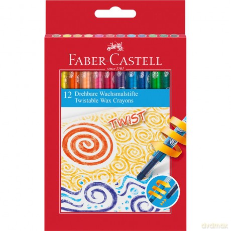 Kredki woskowe wykręcane Faber-Castell 12 kolorów