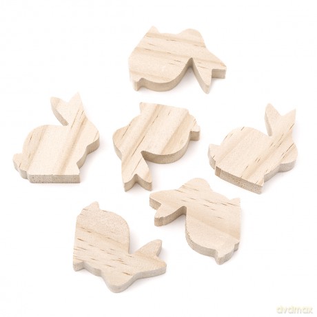 Króliczki drewniane 5 x 5,5 x 1,5cm 6szt.