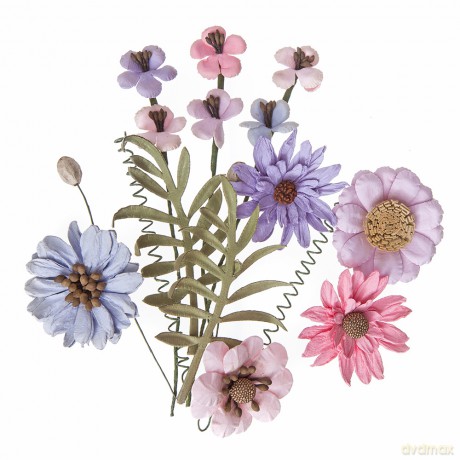 Kwiaty papierowe pink&lavender 12szt. lila róż