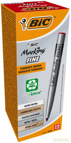 Marker pernamentny czerwony BIC Marking Fine Pocket ECOlutions 12 szt.