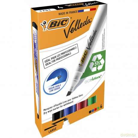 Marker suchościeralny Velleda ECOlutions 1751 suchościeralny BIC mix AST Pudełko 4szt