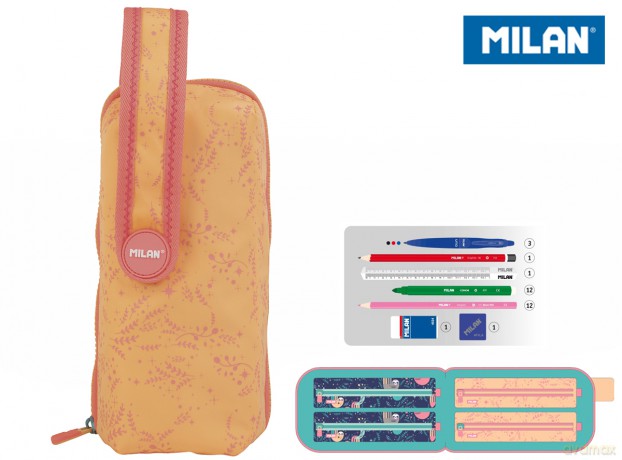 Multipiórnik owalny z 4 piórnikami Milan Cuddles pomarańczowy