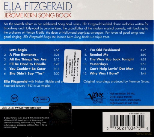 Ella Fitzgerald: Sings The Jerome Kern Songbook (digipack) [CD]