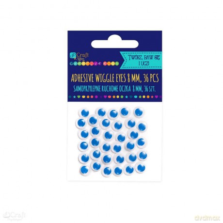 Oczka ruchome samoprzylepne niebieskie 8 mm 36 szt.