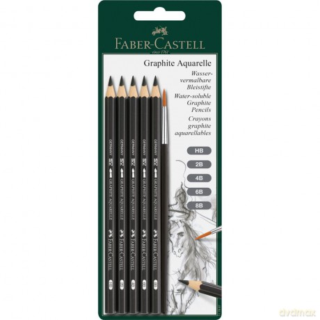 Ołówek akwarelowy Faber-Castell 5 sztuk HB,2B,4B,6B,8B + pędzelek blister