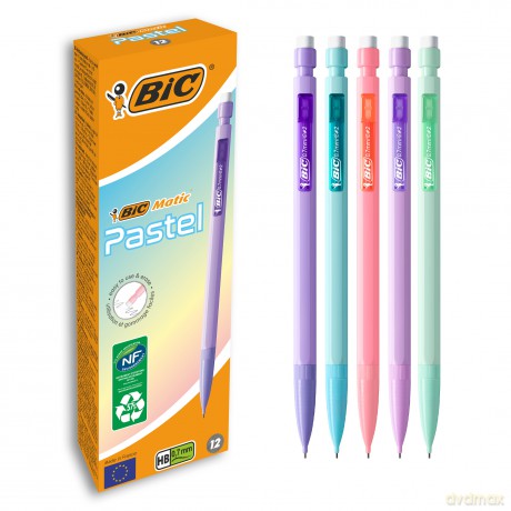 Ołówek automatyczny HB z gumką 0.7mm BIC Matic Pastel pudełko 12szt
