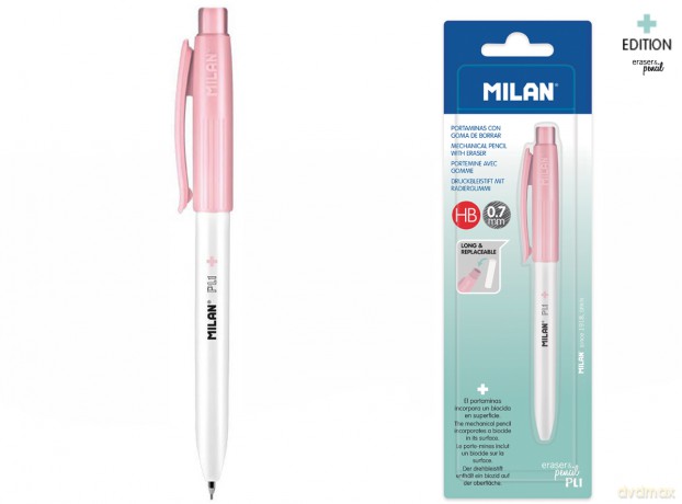 Ołówek automatyczny Milan PL1 ANTIBACTERIAL HB 0,7 mm różowy na blistrze