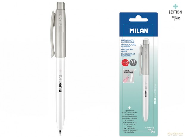 Ołówek automatyczny Milan PL1 ANTIBACTERIAL HB 0,7 mm szary na blistrze