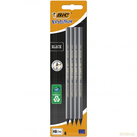 Ołówek bez gumki Evolution Black BIC Blister 4szt