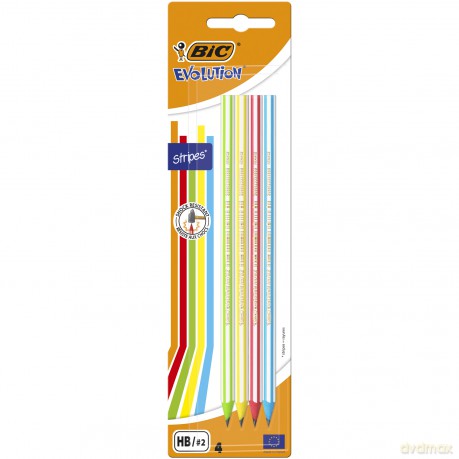 Ołówek HB bez gumki Evolution Stripes 646 BIC Blister 4szt