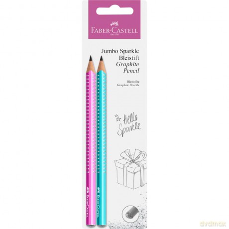 Ołówek jumbo Faber-Castell Sparkle Pearl 2 szt różowy + niebieski blister