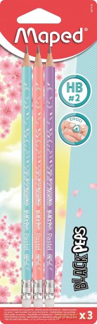 Ołówek z gumką Maped Blackpeps Pastel HB 3 sztuki blister