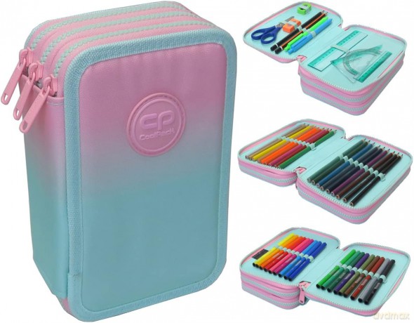 Piórnik 3-komorowy z wyposażeniem Coolpack jumper 3 gradient strawberry
