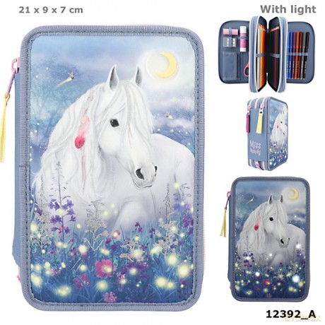 Piórnik 3-komorowy z wyposażeniem Miss Melody Fireflies LED 12392A