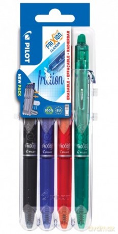 Pióro kulkowe Frixion Clicker Pilot blister 4 kolory czarny, niebieski, czerwony, zielony