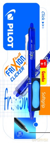 Pióro kulkowe Frixion Clicker Pilot niebieskie + gumka blister