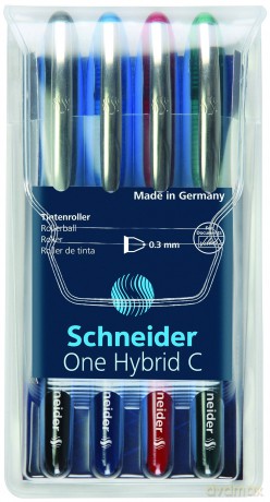 Pióro kulkowe schneider one hybrid c 0,3 mm w etui 4 kolory