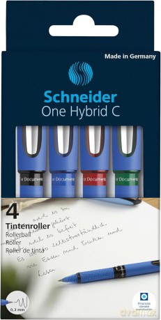 Pióro kulkowe schneider one hybrid c 0,3 mm w etui 4 kolory