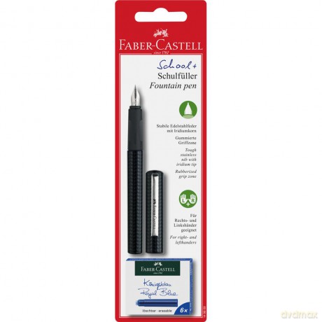 Pióro Wieczne Faber-Castell szkolne Carbon Look + 6 naboi