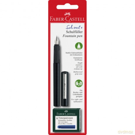 Pióro Wieczne Faber-Castell szkolne Carbon Look + 6 naboi