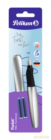 Pióro wieczne Pelikan Twist P457 M srebrne +2 naboje