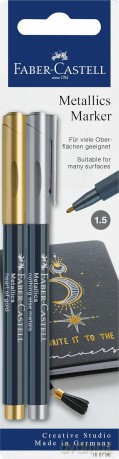 Pisak metaliczny Faber-Castell Metallics kolor srebrny i złoty 2 sztuki blister