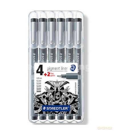 Pisak z atramentem pigmentowym Staedtler 6 sztuk, 6 grubości
