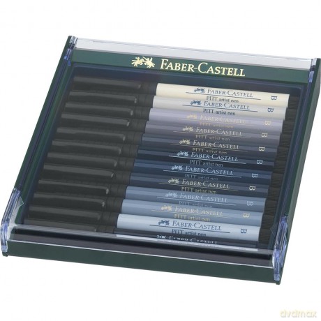 Pisaki Faber-Castell Pitt Artist Pen Brush 12 kolorów Grey