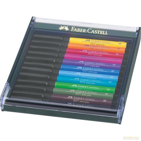 Pisaki Faber-Castell Pitt Artist Pen Brush 12 kolorów kolory podstawowe