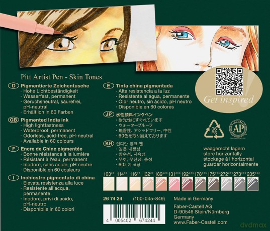Pisaki Faber-Castell Pitt Artist Pen Brush 12 kolorów Skin