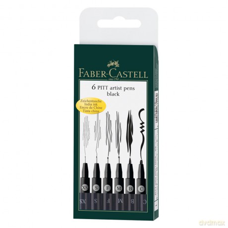 Pisaki Faber-Castell Pitt Artist Pen Czarny 199 6 sztuk
