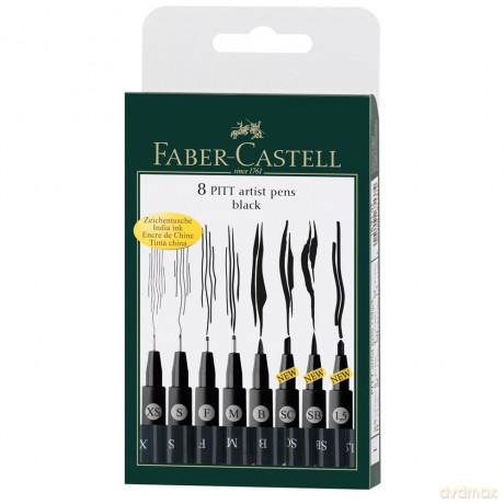 Pisaki Faber-Castell Pitt Artist Pen Fineliner 8 sztuk + 3 końcówki specjalne