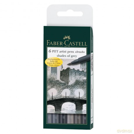 Pisaki Faber-Castell Pitt Artist Pen Grey 6 kolorów