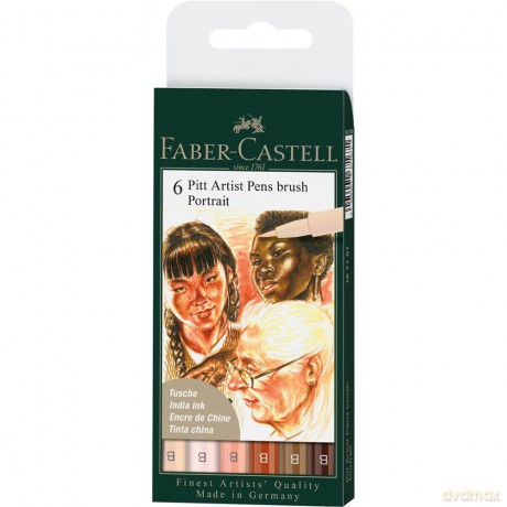 Pisaki Pitt Artist Pen B Portrait Faber-Castell 6 kolorów