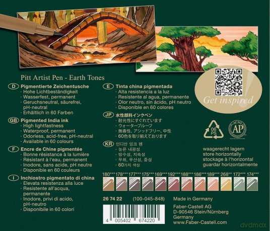 Pisaki Pitt Artist Pen Brush Faber-Castell 12 kolorów Earth