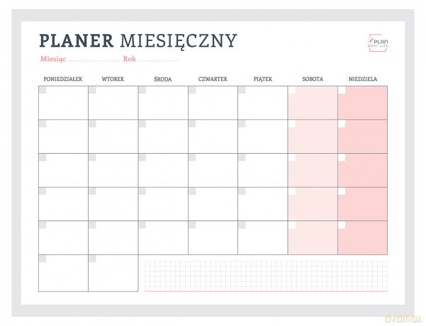 Planer magnetyczny miesięczny 40x30 z markerem