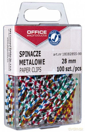 Spinacze metalowepowlekane Zebra Office Products 28mm 100sztuk mix kolorów