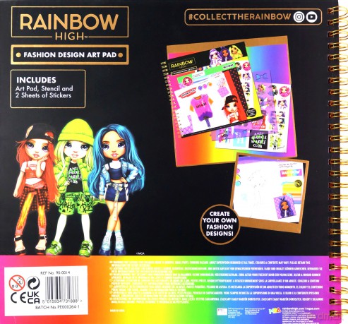Szkicownik modowy z szablonami i naklejkami Rainbow high art pad