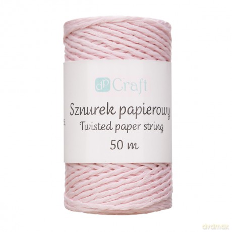 Sznurek papierowy skręcany różowy 50m