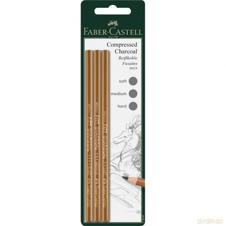 Węgiel w kredce Pitt Faber-Castell zestaw 3 sztuki blister