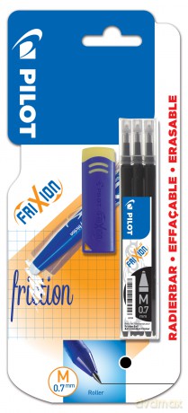 Wkład Frixion Clicker Pilot czarny 3 sztuki + gumka blister