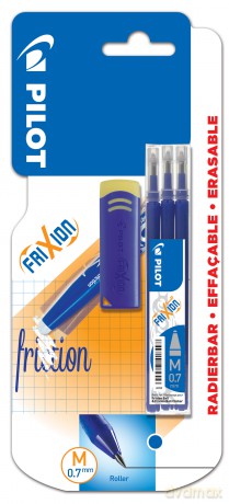 Wkład Frixion Clicker Pilot niebieski 3 sztuki + gumka blister