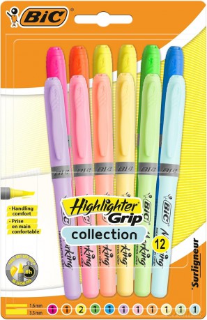 Zakreślacz BIC Highlighter Grip Collection 12 kolorów blister